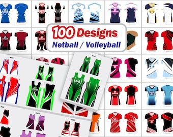 Pakiet projektów sublimacji koszulek do netballa | Projekty koszulek do siatkówki | Pliki wektorowe | 100 projektów koszulek | Natychmiastowe pobieranie cyfrowe