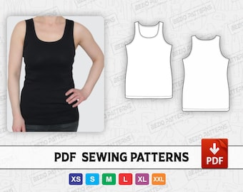 Tank top Sewing Pattern for Women,Sewing Pattern,Women Tank top Digital pattern,Sizes XS to 3XL,Instant Download