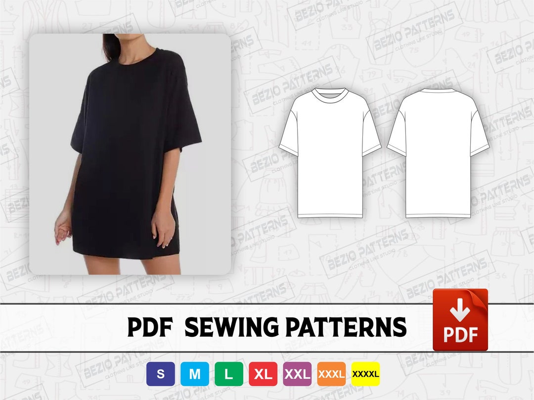 Patron plantillas de costura de camiseta oversize holgada para mujer PDF Patron de costura para mujer camisetas oversize holgadas Tallas S a 4XL Descarga instantanea Etsy Mexico