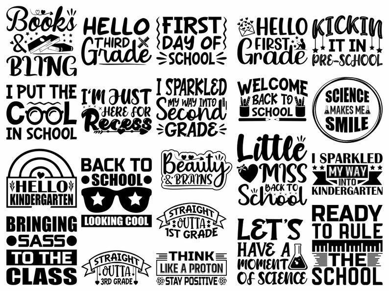 Back to School Bundle Design 21 Design Bundle Sublimation - Etsy