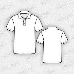 May include: A white polo shirt with a button-down collar. The shirt is shown in both front and back views.