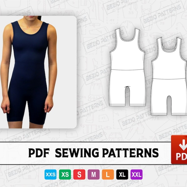 Women MMA Singlet Sew Pattern / templates,Pdf Sewing Pattern,Digital pattern, Wrestling Singlet pattern,Sizes XXS to XXL,Instant Download