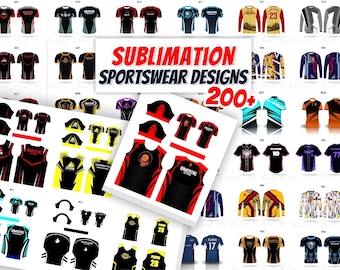 Pacote de designs de camisas Mega Sublimation, Pacote de designs de roupas esportivas Sublimation Mais de 200 designs de camisas, Arquivos vetoriais, Download instantâneo