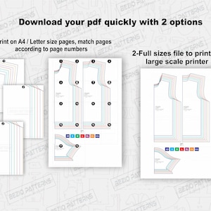 May include: A digital download of sewing patterns for a sleeveless top. The patterns are available in two formats: print on A4/Letter size pages or full size for a large scale printer.