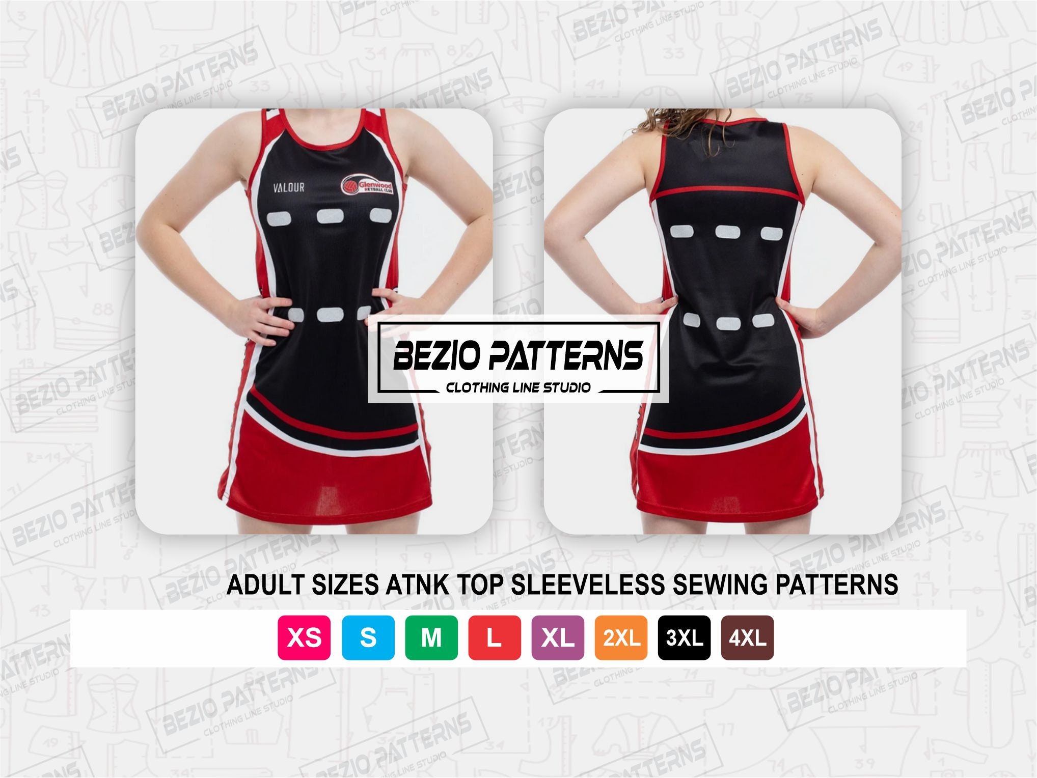 Netball Pattern Papers Net Ball Women Sewing Pattern / Templates, PDF Sewing Pattern, Net Ball ...