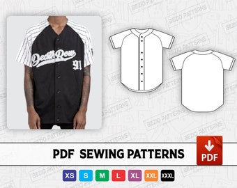 Baseball Jersey Full Button Raglan Sleeves Men PDF Sewing 