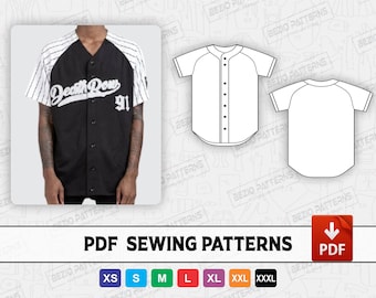 Baseball Jersey Full Button Raglan Sleeves Men PDF Sewing 