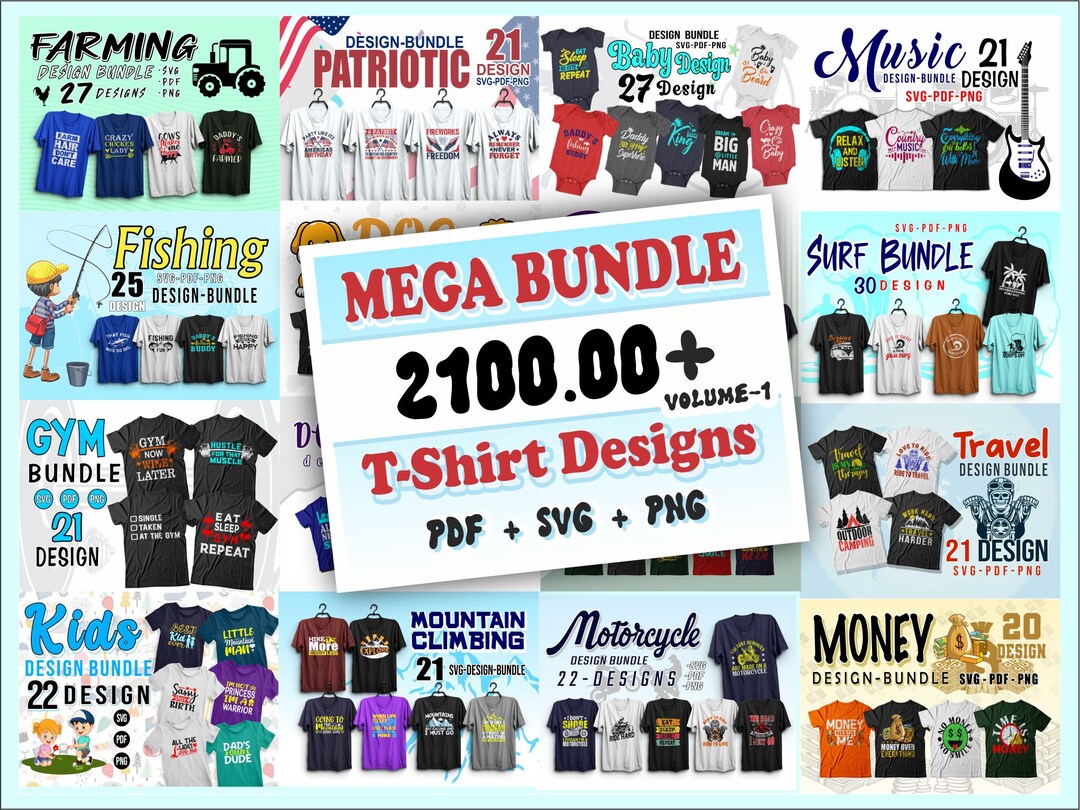 SVG Mega Bundle With 100+ Topic's Bundle Designs | T Shirt 100+ Bundles ...
