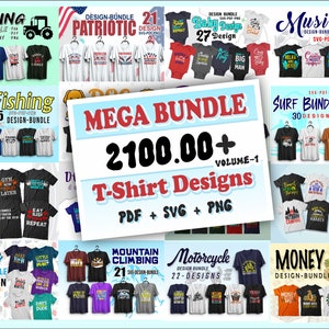 SVG Mega Bundle with 100+ topic's bundle designs | T Shirt 100+ bundles 2200+ Designs, Cricut bundle, sublimation bundle, instant download