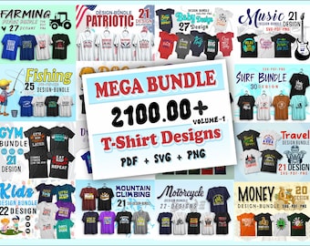 SVG Mega Bundle mit mehr als 100 Themen Bundle-Designs | T-Shirt 100+ Bundles 2200+ Designs, Cricut Bundle, Sublimationspaket, sofortiger Download