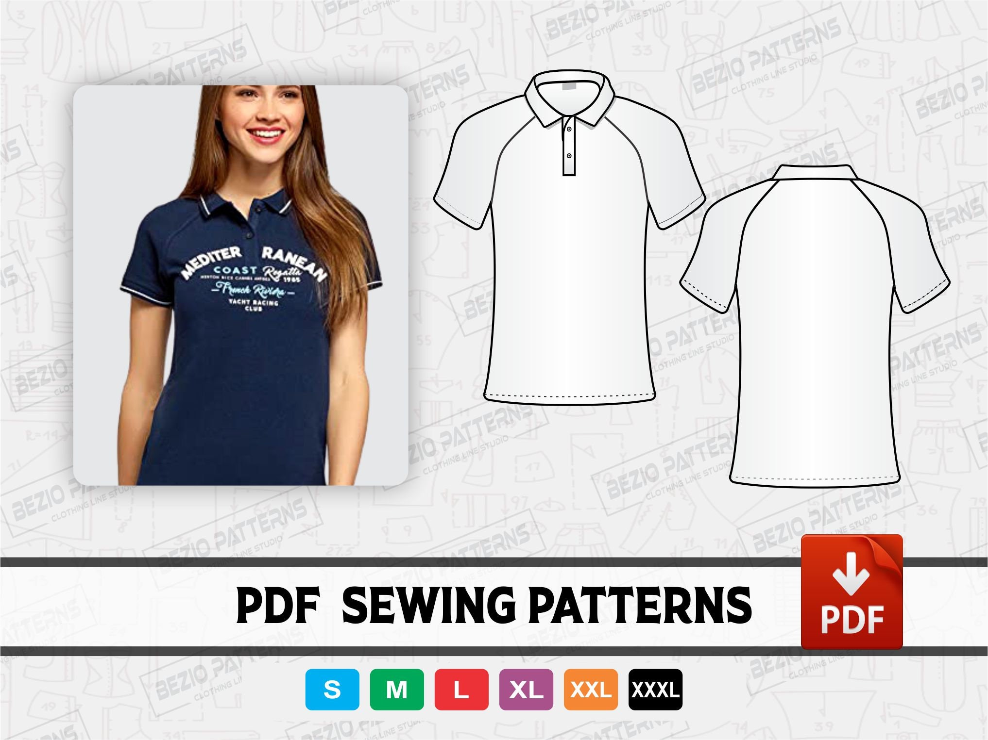 Polo Shirt Women Raglan Sleeves Pattern Templatespdf Sewing Etsy India Womens polo shirt sewing pattern sizes 3648 eu top
