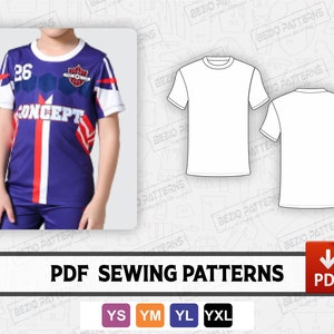 Soccer footbal jersey Youth Kids Sewing pattern Kids Youth soccer jersey Digital pdf sewing pattern,Sizes Ys, Ym, Yl, Yxl,Instant Download