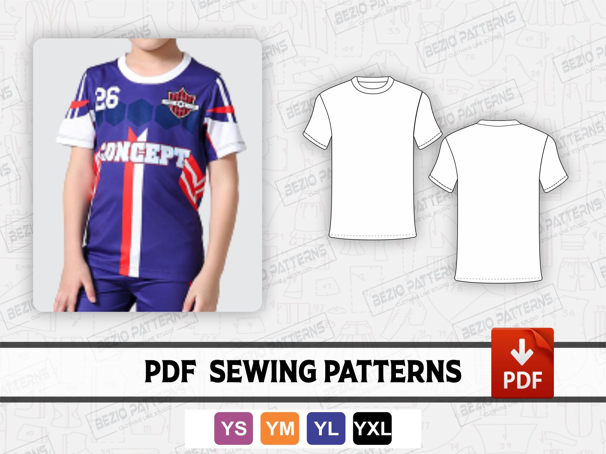 Soccer Footbal Jersey Youth Kids Sewing Pattern Kids Youth Soccer