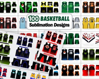 Paquete de diseños para sublimación de camisetas de baloncesto / Diseños de camisetas de baloncesto / Archivos vectoriales / 100 diseños de camisetas / Descarga digital instantánea