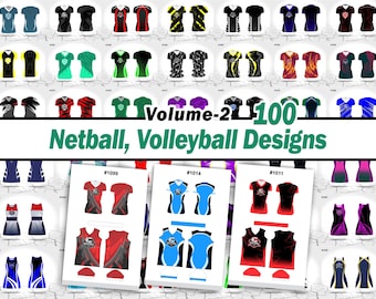 Netball, Volleyball Sublimation Jersey Design Bundle Valume-2  | Vector Files | 100 Jersey Designs | Instant Digital Download