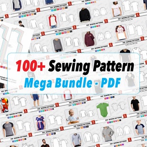 Mega Sewing Patterns bundle, Sewing Digital pattern bundle sewing templates 100+ Pattern, Sizes Men, Women, kids, baby, Instant Download
