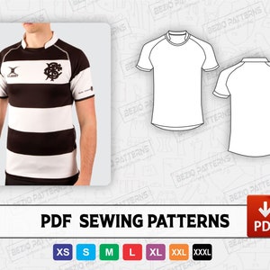 Rugby Jersey Men Sewing PDf Pattern,PDF Sewing Pattern,Digital pattern Rugby jersey  ,Sizes XS to 3XL,Instant Download