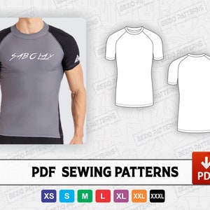 Compression Shirt Rashguard short sleeve raglan Sewing PDf Pattern/templates,PDF Sewing Digital pattern,Sizes XS to 3XL,Instant Download,