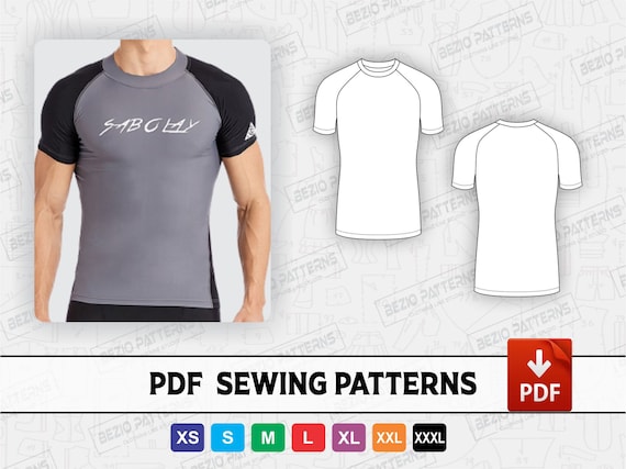Compression Shirt Rashguard short sleeve raglan Sewing PDf Pattern/templates,PDF Sewing Digital pattern,Sizes XS to 3XL,Instant Download,