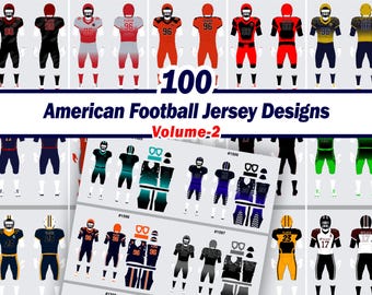 American Football  Sublimation Jersey Design Bundle Valume-2  | Vector Files | 100 Jersey Designs | Instant Digital Download