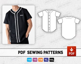 【BEENTRILL】男女共用 Applique Baseball Jersey / 追跡付 Baseball Jersey Youth Kids Sewing Pattern, Youth Baseball