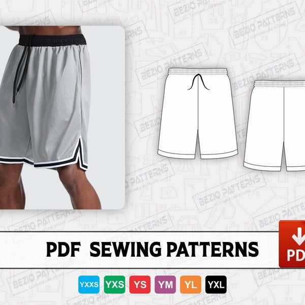 Short de basket-ball jeunesse Couture Pdf Pattern/templates, Patron de couture Pdf, Short de basket-ball pour jeunes enfants, XXS - YXL, Téléchargement instantané