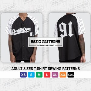 Baseball Jersey Full Button Raglan Sleeves Men ,PDF Sewing Pattern ...