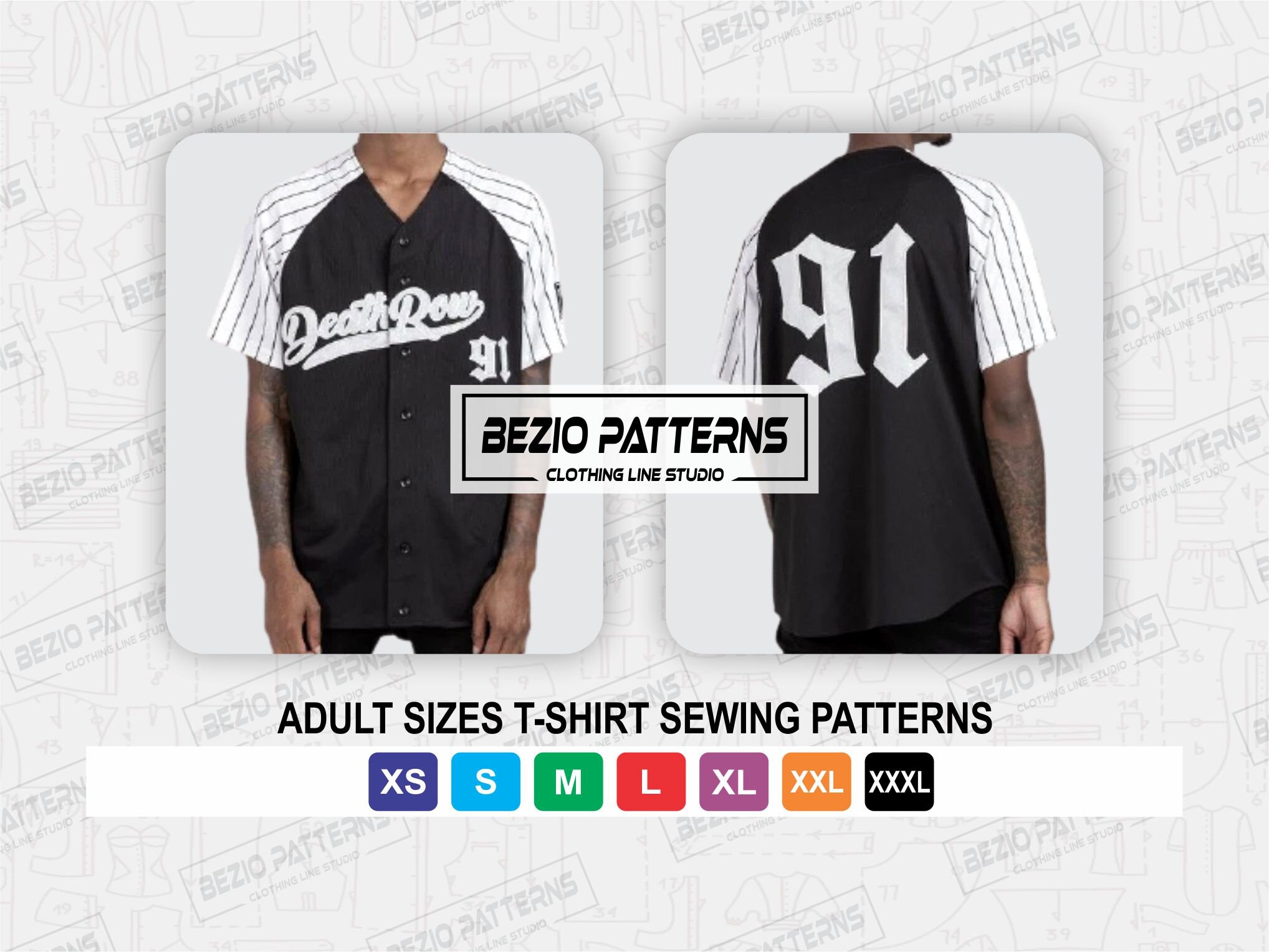 Baseball Jersey Full Button Raglan Sleeves Men ,PDF Sewing Pattern ...