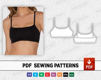 Padrão/modelos de costura da parte inferior da parte inferior do sutiã, padrão de costura em PDF, padrão digital com tiras estreitas na parte inferior da parte inferior do sutiã, tamanhos XS-4XL, download instantâneo