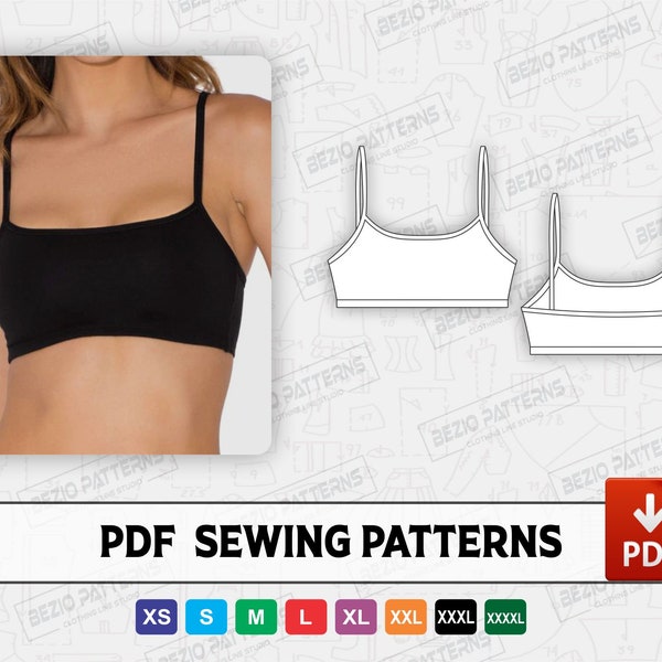 Bra lowerback Sewing Pattern / templates, PDF Sewing Pattern, Digital pattern narrow strips bra lowerback ,Sizes XS-4XL,Instant Download