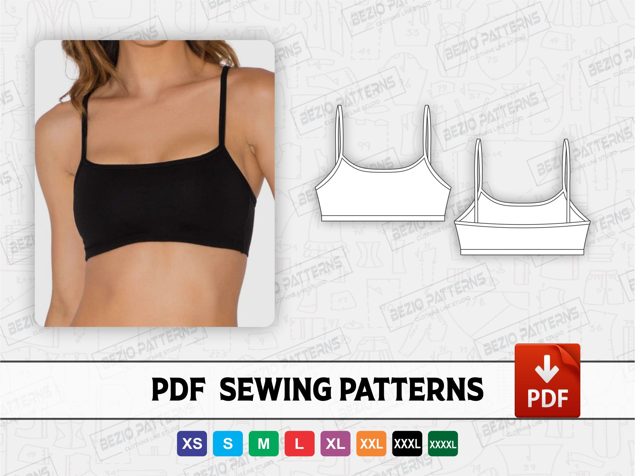 Buy Bra Lowerback Sewing Pattern / Templates, PDF Sewing Pattern