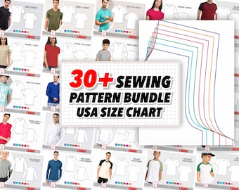 Mega Sewing Patterns bundle V 2, Sewing Digital pattern bundle sewing templates 30+ Pattern, Sizes Men, Women, kids, baby, Instant Download