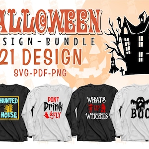 Lot d&#39;Halloween | 21 Design Bundle Sublimation, Silhouette, SVG, PDF, PNG Cricut print file, Halloween tshirt bundle, téléchargement immédiat