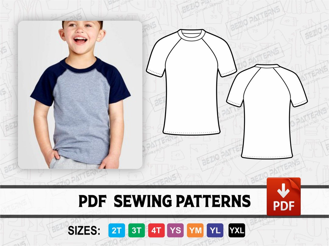 T SHIRT Youth Kids Raglan Sewing Pattern / Templates,pdf Sewing  Pattern,kids Youth Digital Pattern,sizes 2t-3t-4t-s-m-l-xl,instant Download  - Etsy