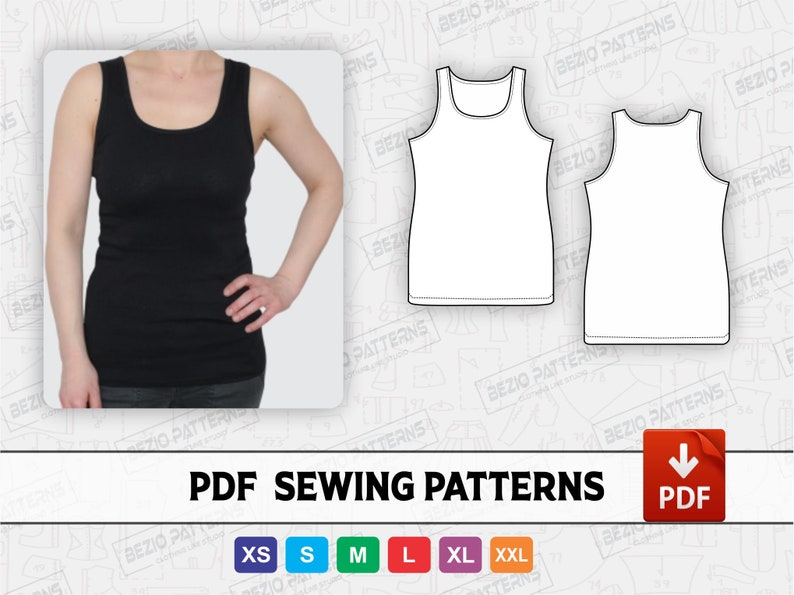 Tank Top Women Sewing Pattern / Templates, PDF Sewing Pattern, Women ...