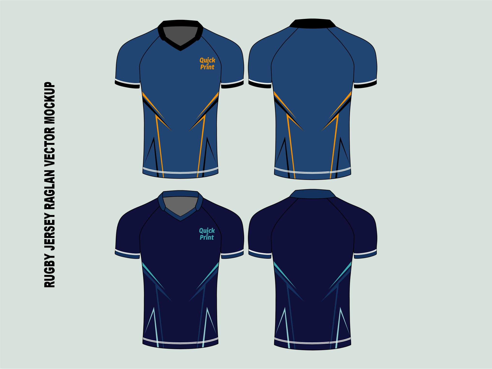 Rugby Jersey Raglan Mockup Template, Layered Illustrator Vector Mockup ...