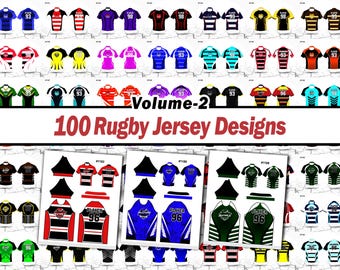 Rugby Football Sublimation Jersey Design Bundle Valume-2  | Vector Files | 100 Rugby Jersey Designs | Instant Digital Download