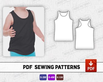 Tank top baby toddler Sewing pattern/templates,baby toddler Tank top  Digital PDF sewing pattern,Sizes 0-3,3-6,6-12 month,Instant Download