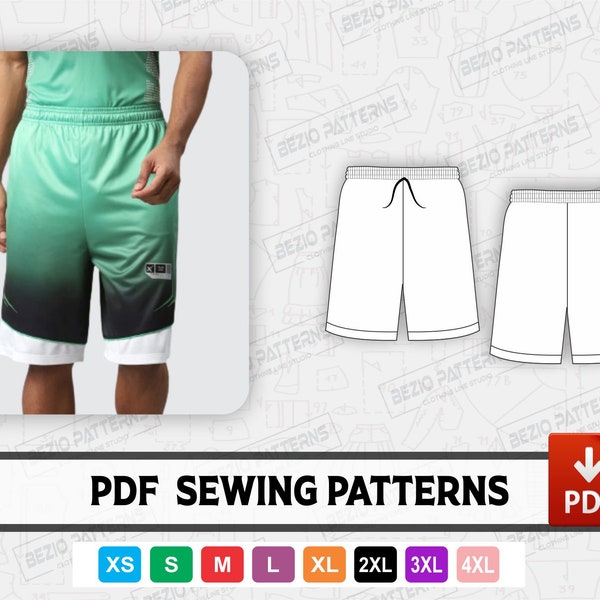 Basketball shorts Men Sewing PDf Pattern/templates,PDF Sewing Pattern,Digital pattern,men basketball short,Sizes XS to 4XL,Instant Download