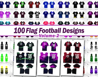 Flag Football Sublimation Jersey Design Bundle Valume-2 | Vector Files | 100 Jersey Designs | Instant Digital Download