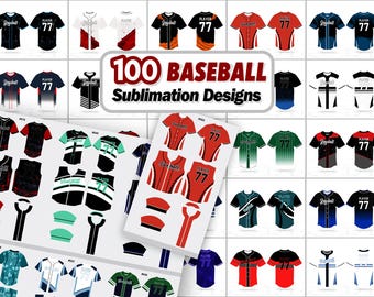 Baseball Jersey Sublimation Design Bundle | Baseball Jersey Designs | Vector Files | 100 Jersey Designs | Instant Digital Download