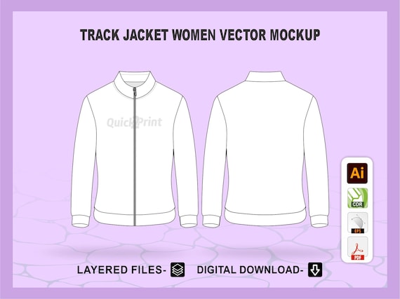 Women Track Jacket Mockup Template for Design Layered Illustrator