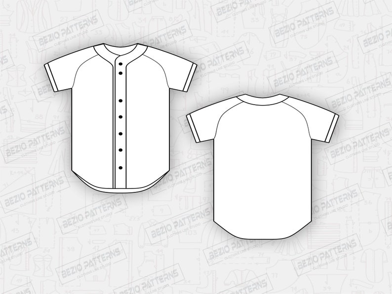 Baseball Jersey Full Button Raglan Sleeves Men ,PDF Sewing Pattern ...
