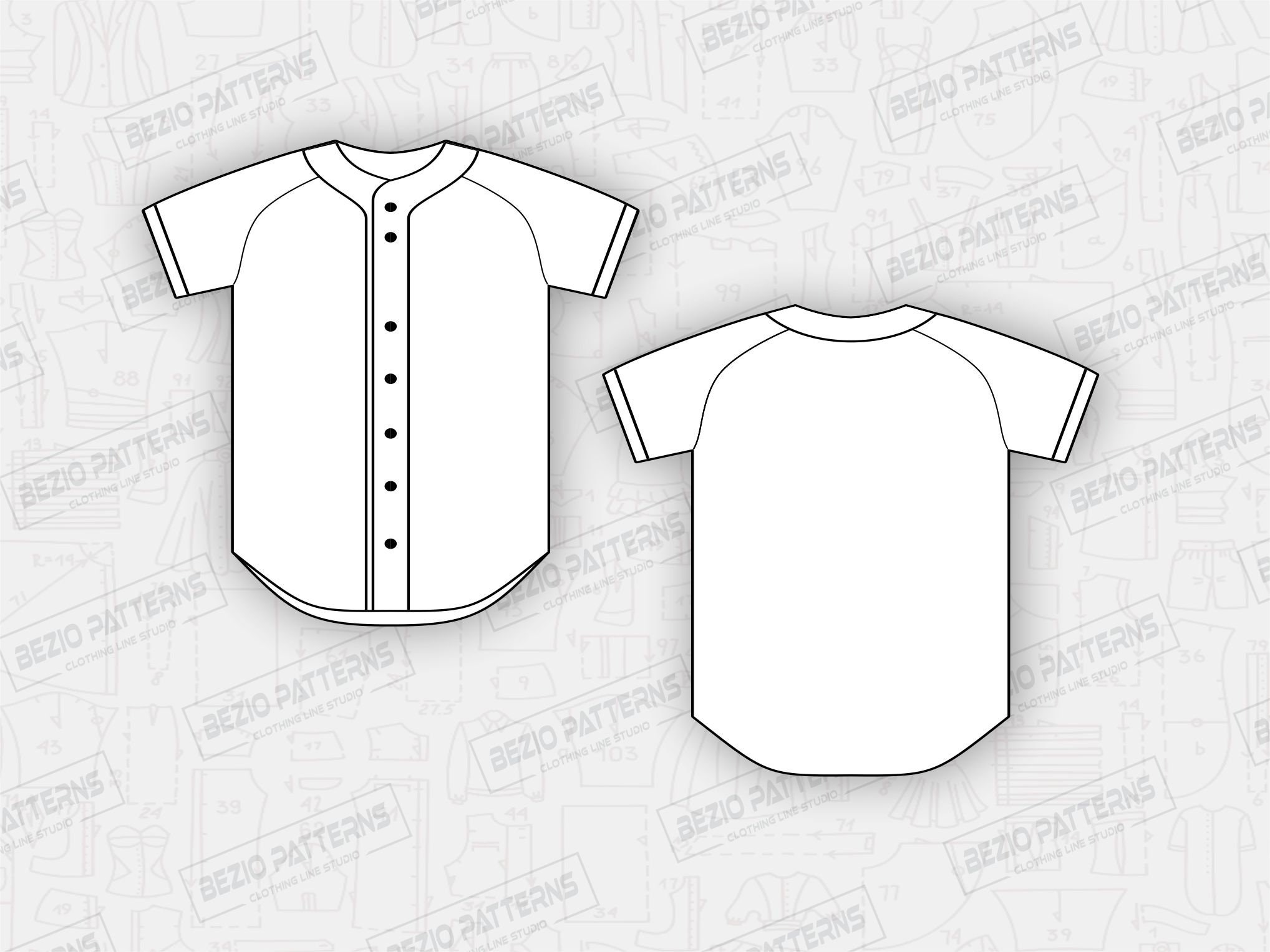 Baseball Jersey Full Button Raglan Sleeves Men PDF Sewing Etsy