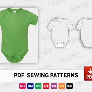 Baby Romper sewing patterns,New born baby Romper PDF Sewing digital pattern, Sewing patterns sizes new born to 24 months,Instant Download