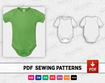 Baby Romper sewing patterns,New born baby Romper PDF Sewing digital pattern, Sewing patterns sizes new born to 24 months,Instant Download