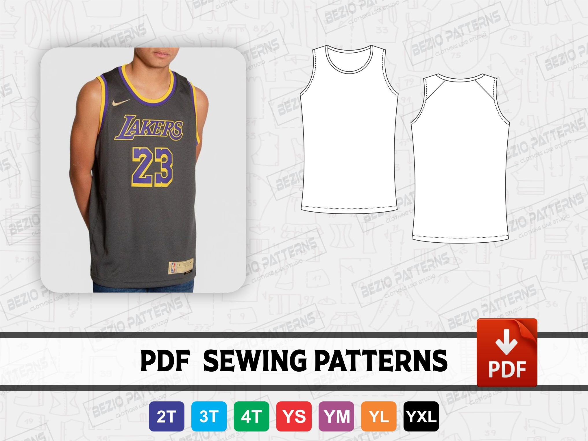 Basketball Jersey Youth Raglan Round Neck Sewing PDF - Etsy