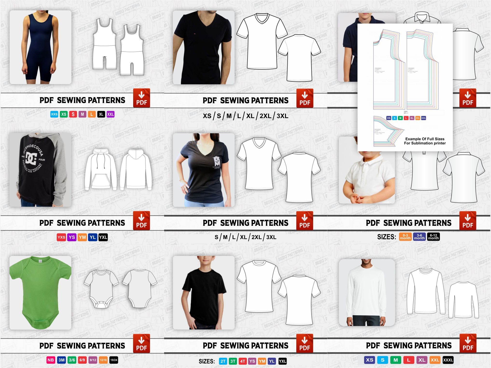 Mega Sewing Patterns Bundle, Sewing Digital Pattern Bundle Sewing