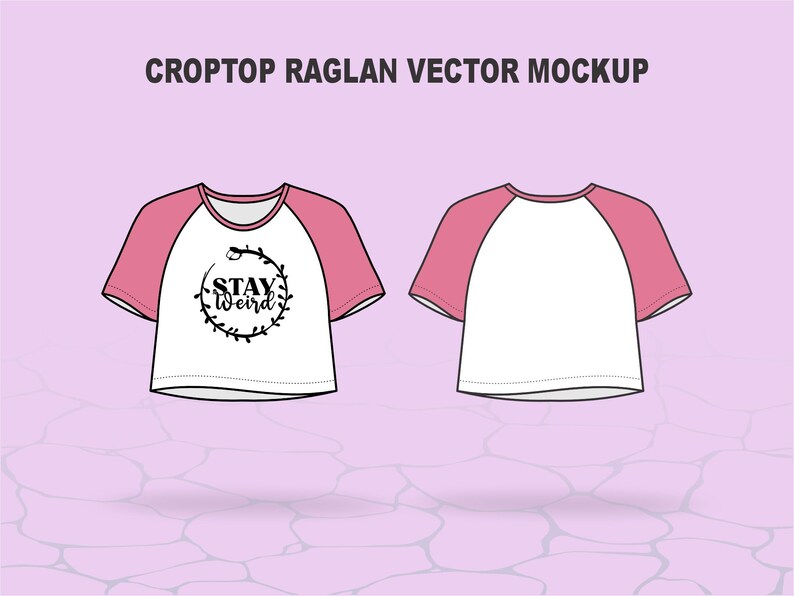 Croptop Raglan Mockup Template for Design, Layered Illustrator Vector ...