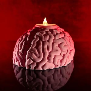 Human Brain LED Tea Light Holder – Unique 3D Printed Home Decor for Science and Halloween Fans